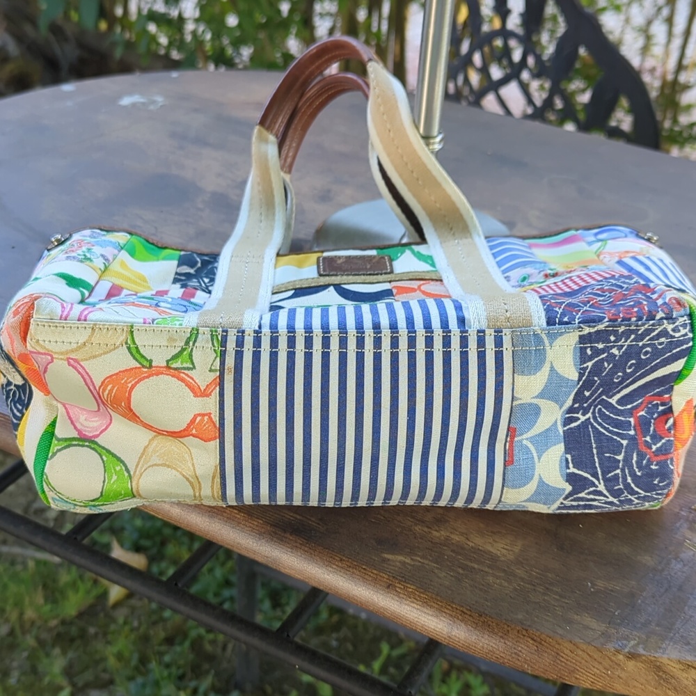 COACH 2006 Signature Picnic Patch Tote 💙🌸 PERFECT VINTAGE POP! - Picture 12 of 14